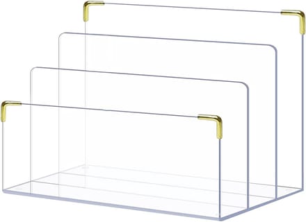 Acryl File Holder - Bureau Organizer Maphouder - Bureau Opruimen - Drie Compartimenten Goud