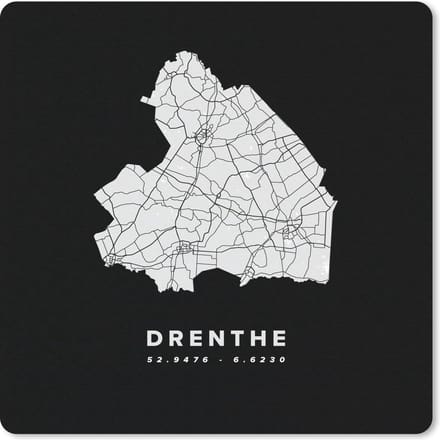 Muismat 20x20 cm - Mousepad Drenthe - Nederland - Kaart - Muismatten
