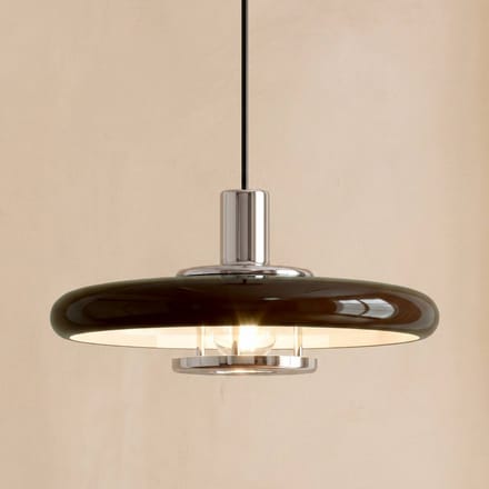 Lindby hanglamp Branford, retro, Ø 35 cm, bruin, metaal