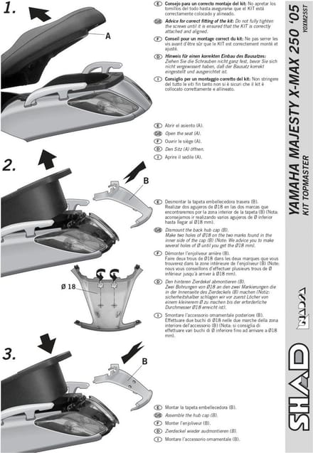 Support de top case Shad pour Scooter Yamaha 250 Xmax 2005 à 2009 Y0XM25ST / TOP MASTER Neuf