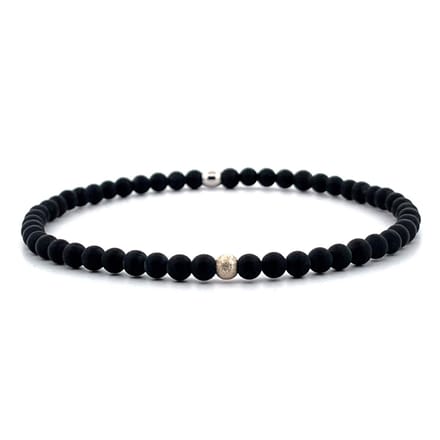 IbizaMen - heren - armband - matte onyx - 925 zilver - 4mm - 21cm