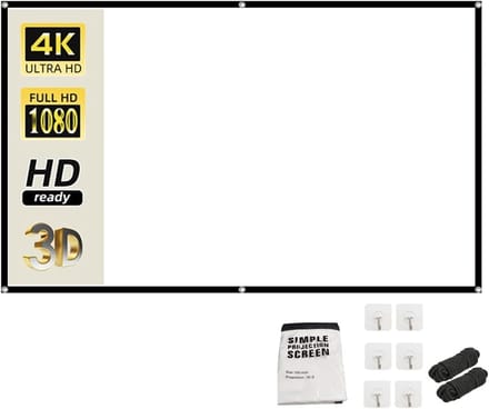 Projectiescherm - Opvouwbaar Scherm - Thuisbioscoop Creëren - Kreukvrij Wit Doek - 60 Inch - Wit