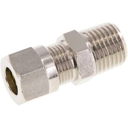 6LL & R1/4'' Vernikkeld Messing Rechte Snijringkoppeling Buitendraad 100bar ISO 8434-1 [2 Stuks]