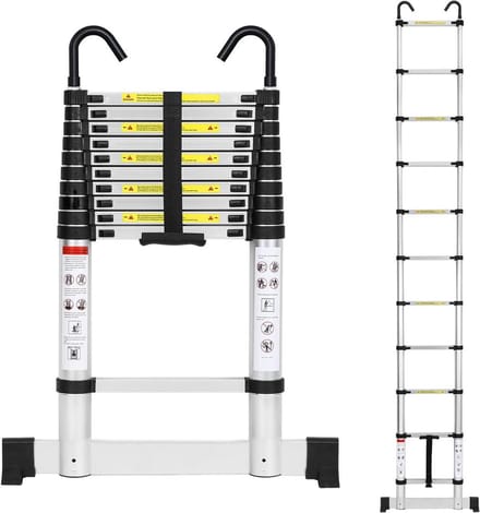 Uitschuifbare Telescoopladder 3,2 Meter Aluminium met Stabilisator en Haak
