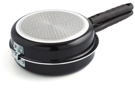 Dubbele Koekenpan met Gastropatroon - 20 cm Aluminium Zwart