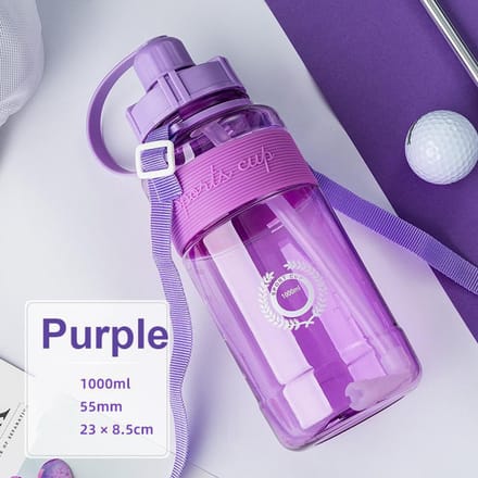 600/1000/1500 ml/2000 Grote Capaciteit Buitenruimte Beker Met Stro Student Plastic Waterbeker Draagbare Buitensportbeker Drop Waterfles 1000ml paars
