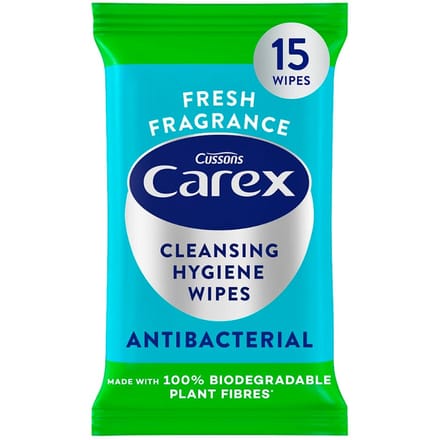 Carex Antibacterial Biodegradable Hand wipes 15 st