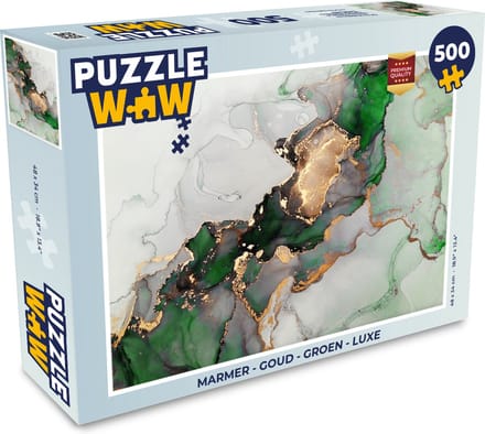 Puzzel Marmer - Goud - Groen - Luxe - Legpuzzel - Puzzel 500 stukjes