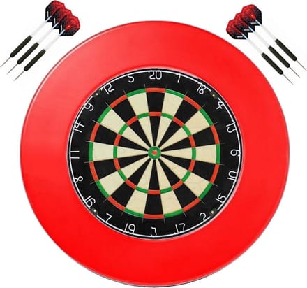 A-merk Darts Set - dartbord - (BEST getest) + surround ring rood + 2 sets Dragon Spider - dartpijlen