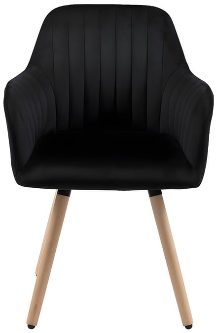 Vente-unique Stoel met armleuningen ELEANA - Fluweel & Metaal met houteffect - Zwart