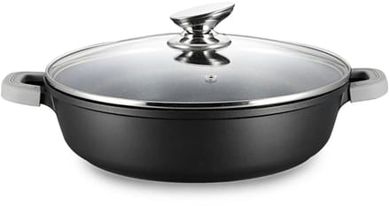 Ferveo Omega Lage Braadpan met Deksel - 32cm - Zwart - Inductie