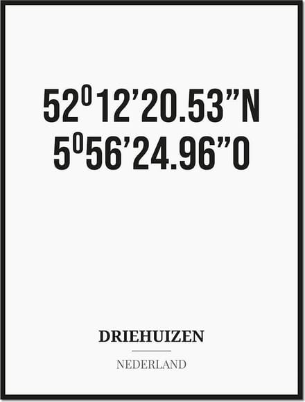 Poster/kaart DRIEHUIZEN met coördinaten