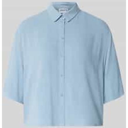 boxy fit blouse van mix van viscose en linnen in all-over look