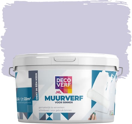 Decoverf muurverf mat zachtlila, 2.5L