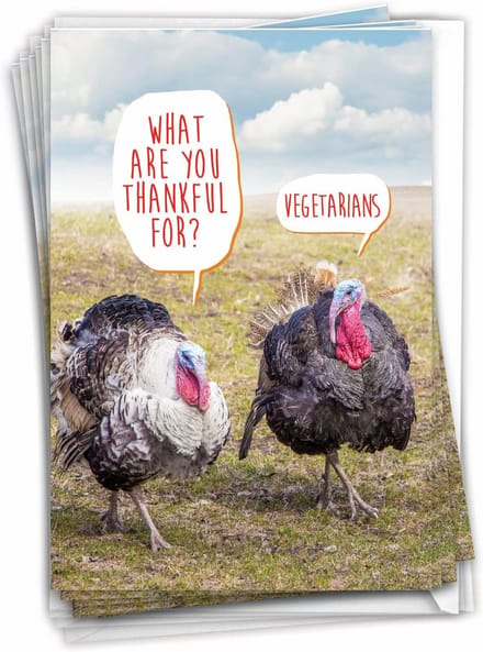 Grappige Wenskaarten Set voor Thanksgiving - 12 kaarten met enveloppen