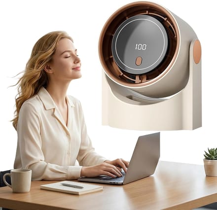 Bladloze turbo ventilator - 100 standen met display - Oplaadbaar USB - Wandmontage mogelijk - Draagbaar