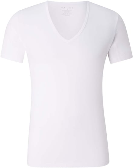 FALKE Daily Climate Control Deep V-Neck sneldrogend katoen top van onderlaag heren wit - maat S