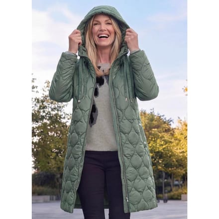 Gewatteerde mantel - grijsgroen - Gr. 46 van Goldner Fashion