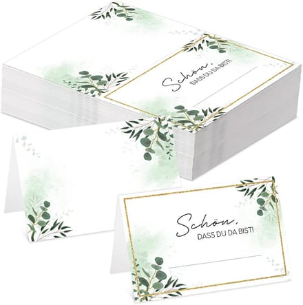 80 Linnen Tafelkaartjes met Eucalyptus Design voor Bruiloft en Feesten