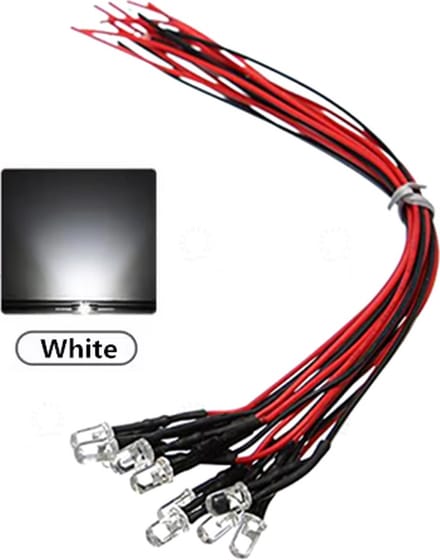 Knipper Led 5mm Blinking met kabel 12V - 10 stuks - kleur Wit