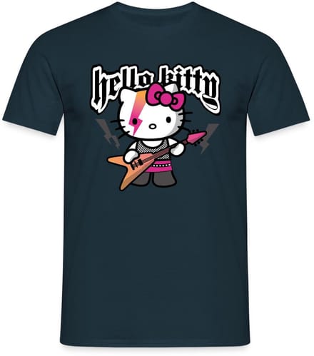 Hello Kitty In Een Rockoutfit Speelt E-gitaar T-Shirt Heren