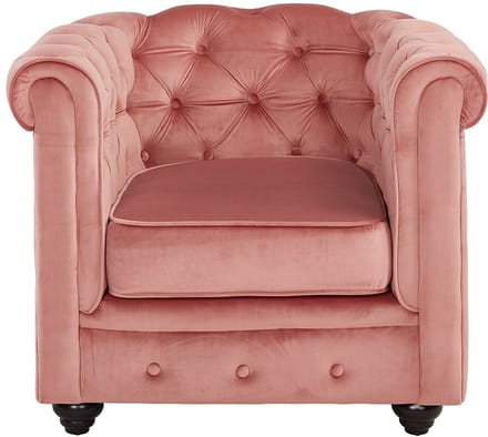Vente-unique Set van 2 fauteuils CHESTERFIELD - velours - pastelroze