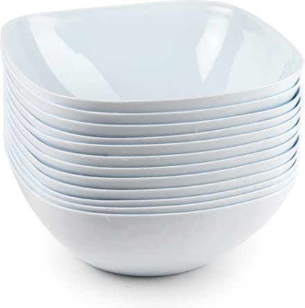PlasticForte Serveer schaaltje - 12x - vierkant - wit - 17 x 7 cm kunststof - snack schaaltjes