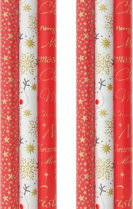 RED PASSION - cadeaupapier - kerstpapier inpakpapier voor kerst - 3 meter x 70 cm - 6 rollen