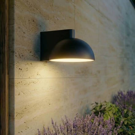 Lucande LED buiten wandlamp Velira, zwart, metaal, IP54