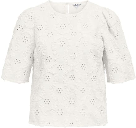 Object T-shirt Objlaily 2/4 Re Top E Ss Fair 26 23049908 Cloud Dancer Dames Maat - 40