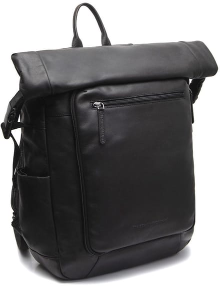 Chesterfield Remo Waxed Pull Up Rolltop Rugzak met 15" Laptopvak - Zwart