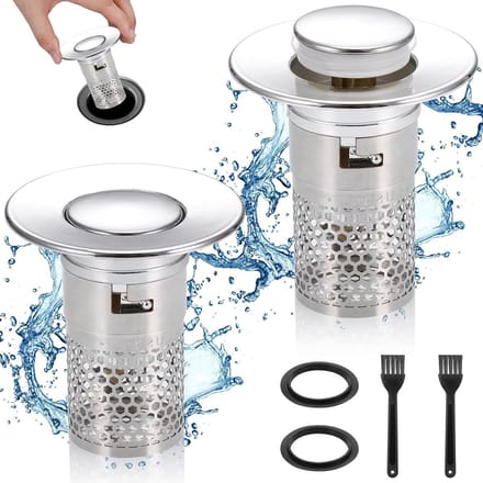 Afvoerplug 34-40mm - RVS met zeef - Verwijderbare haarvanger - Ideaal voor badkamer en keuken - ShopVlot