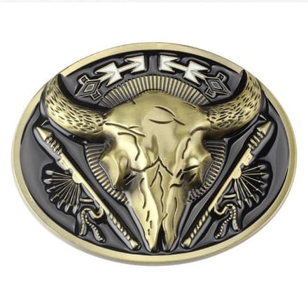 Golden Bull Skull Belt Buckle Matador Patroon Riem Diy Componenten beige