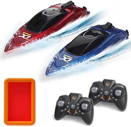 RC Raceboten - Mini Speedboten - Waterspel Wedstrijden - Dubbele Motoren - 105 mm - Blauw Rood