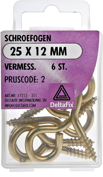 Deltafix Schroefogen - 6x - verzinkt metaal - 25 x 12 mm - ijzerwaren bevestigsmaterialen