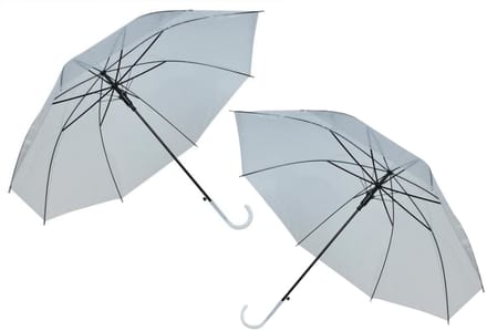 Malatec Paraplu - 2x - transparant - PVC/ijzer - D93 x H72 cm - automatisch - opvouwbaar