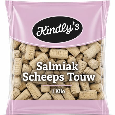 Kindly's Salmiak Scheepstouw - Harde Salmiak Drop Snoepjes - 1 Kilo - Vegan
