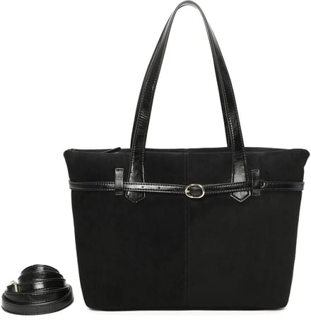 Ines Delaure - handtas - suede look - zwart