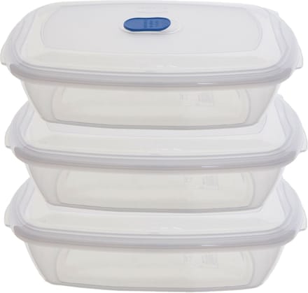 Whitefurze Vershoudbakje/bewaarbakje - 3x - magnetron/vriezer - transparant - kunststof - 2,33 L