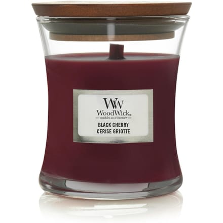 WoodWick Geurkaars Mini Candle - Black Cherry - 20 branduren - 85gr - 8 cm / ø 7 cm