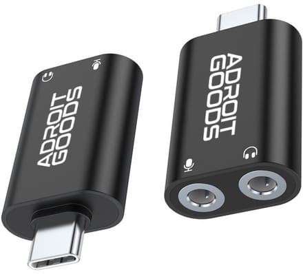 AdroitGoods USB-C naar Dubbele 3.5mm Hoofdtelefoon Splitter - Splitter voor Type-C Devices - Zwart