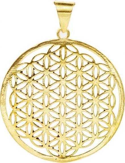 Bloem des Levens hanger messing goudkleurig - 4cm - per 1 stuk