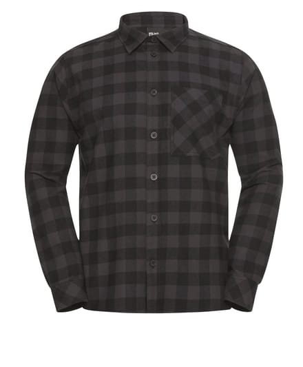 Jack Wolfskin Lite Flannel Shirt Men - Blouse - Heren - Check Black - Maat XXL