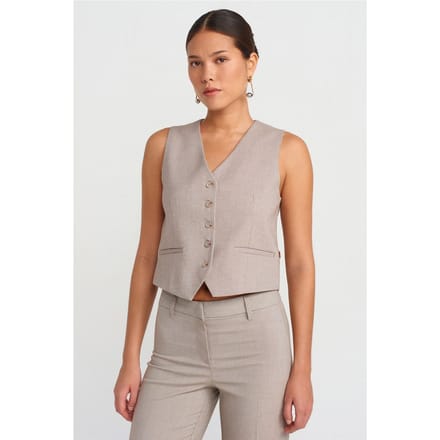 Gestrikte Cropped V-hals Vest