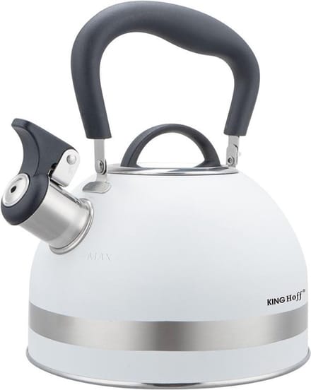 Kinghoff 1852 - Fluitketel met fluit - 1.8 liter - RVS - Wit