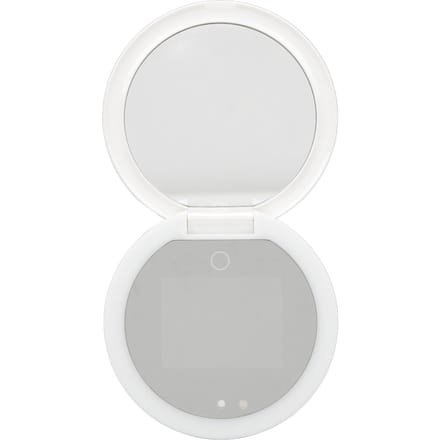Miroir Compact de Voyage avec Caméra UV Testeur de Soleil Double Face Miroir de Maquillage à Lumière Réglable pour white