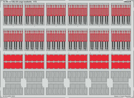 Eduard Modelbouwdecoratie - 73761 Cargo seatbelts for C-130J-30 - Photo-etch