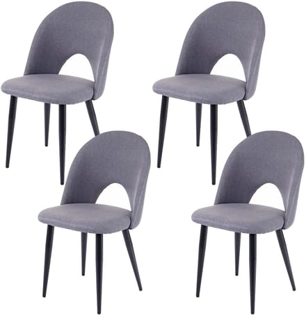 Set van 4 eetkamerstoelen MCW-D73, keukenstoel, stof/textiel ~ donkergrijs