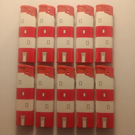 10 Klik Aanstekers Electronisch - Hervulbaar - Rood Wit - Verstelbare Vlam - Unilite
