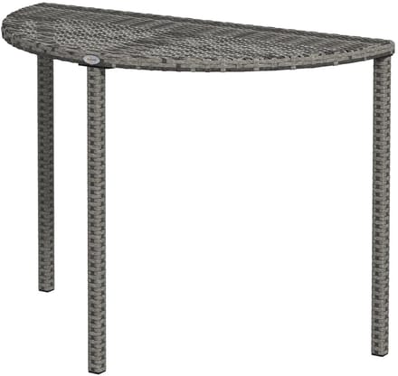 Sweiko Tuintafel - Balkontafel - Halfrond - Polyrattan+Metaal - 100x50x74 cm - Grijs